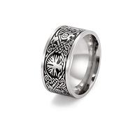 SIPURIS Anello da uomo con albero della vita, anello vintage con nodo celtico vichingo per uomo e donna, acciaio inossidabile, amuleto in acciaio inossidabile, misura 7-13, 9 UK