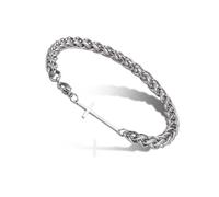 SIPURIS Bracciale a croce latina da uomo con anello a forma di braccio di Gesù Bracciale a maglie di grano Gesù Croce Bangle Gioielli per le donne e, 0.98*0.46 in, Nessuna pietra preziosa