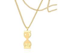 SIPURIS Collana a clessidra da donna con ciondolo a forma di sole, luna e stella, a tema del sistema solare, idea regalo, 1.1*0.98in, Acciaio inossidabile, Nessuna pietra preziosa