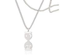 SIPURIS Collana a clessidra da donna con ciondolo a forma di sole, luna e stella, a tema del sistema solare, idea regalo, 1.1*0.98in, Acciaio inossidabile, Nessuna pietra preziosa