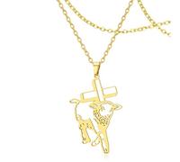 SIPURIS Collana biblica con agnello di Dio per donna e uomo, ciondolo a forma di pecora e croce gioielli 1.09 x 1.59 cm, in acciaio inox, nessuna gemma, 1.09*1.59in, Acciaio inossidabile, Nessuna