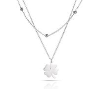 SIPURIS Collana celtico portafortuna a forma di quadrifoglio irlandese a forma di trifoglio portafortuna portafortuna amuleto di protezione gioielli per donne adolescenti, Acciaio inossidabile,