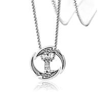 SIPURIS Collana con ciondolo a forma di drago vichingo, nodo celtico, amuleto nordico, luna crescente, spada, gioielli vintage da uomo, 1.1*0.98in, Acciaio inossidabile, Nessuna pietra preziosa