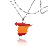SIPURIS Collana con ciondolo a forma di mappa della Spagna, in acciaio inox, con ciondolo colorato della Spagna, idea regalo personalizzata, Acciaio inossidabile, Nessuna pietra preziosa