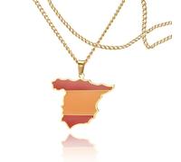SIPURIS Collana con ciondolo a forma di mappa della Spagna, in acciaio inox, con ciondolo colorato della Spagna, idea regalo personalizzata, Acciaio inossidabile, Nessuna pietra preziosa