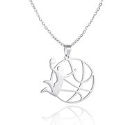 SIPURIS Collana con ciondolo a forma di palla per uomini, collana da calcio/basket/pallavolo/baseball, gioielli hip-hop, gioielli per appassionati di sport (Basket-S)