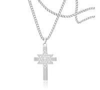 SIPURIS Collana con ciondolo a forma di stella di David, per uomini e donne, con ciondolo a forma di croce, 25*42 mm, Acciaio inossidabile, Nessuna pietra preziosa