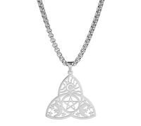 SIPURIS Collana con ciondolo a forma di triquetra, con tripla luna e pentacolo, in acciaio inox, ecate wiccan, pagano, da uomo e da donna, in acciaio inox, senza pietra preziosa, Acciaio inossidabile,