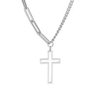 SIPURIS Collana con croce da uomo, con croce egiziana con ciondolo a forma di croce e occhio di in acciaio inox per uomo celtico pentacolo crocifissione regalo per gioielli religiosi cristiani