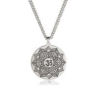 SIPURIS Collana con fiore di loto per uomo e donna, simbolo Om Ohm Yoga buddista ciondolo in acciaio inossidabile vintage mandala ciondolo collana gioielli spirituali regalo