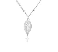 SIPURIS Collana con medaglia miracolosa della Vergine Maria per uomo e donna con ciondolo a forma di croce cattolica religiosa cattolica gioielli per battesimo, 0.44*0.94in, Acciaio inossidabile, Non