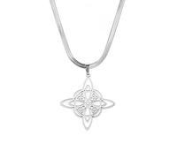 SIPURIS Collana con nodo streghe per donna uomo in acciaio inossidabile celtico nodo stregoneria ciondolo protezione geometrica amuleto magia wiccan gioielli pagani regali di compleanno
