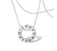 SIPURIS Collana con numeri romani con ciondolo delicato personalizzato inciso gioielli da sposa collana collare per donne uomini, 0.98*0.98 in, Acciaio inossidabile, Nessuna pietra preziosa
