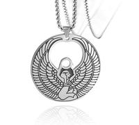 SIPURIS Collana con simbolo della dea egizia Iside per uomo e donna, simbolo dell'Egitto, Iside alato, in acciaio inox, stile vintage, wiccan, amuleto pagano, da regalo, 3,5 x 3,5 cm, in acciaio