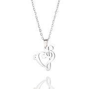 SIPURIS Collana da donna con ciondolo a forma di chiave di violino e basso, nota musicale, idea regalo per gli amanti della musica, One Size, Acciaio inossidabile, Nessuna pietra preziosa