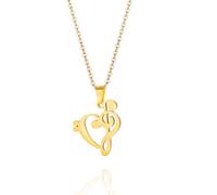 SIPURIS Collana da donna con ciondolo a forma di chiave di violino e basso, nota musicale, idea regalo per gli amanti della musica, One Size, Acciaio inossidabile, Nessuna pietra preziosa
