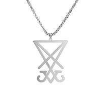 SIPURIS Collana da uomo con ciondolo simbolo della Chiesa Satanica di Satana, in acciaio inossidabile, con ciondolo Baphomet, regalo per uomini e donne