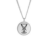 SIPURIS Collana da uomo satanica con ciondolo a forma di simbolo della Chiesa di Satana, in acciaio inossidabile, con ciondolo a forma di Baphomet, regalo per uomini e donne