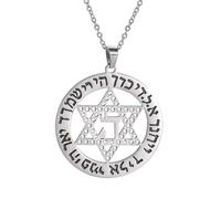 SIPURIS Collana di cristallo da uomo con stella di Davide, pentacolo esagramma, ciondolo simbolo ebraico, wiccano, israeliano, acciaio inox, stella a sei punte, amuleto, gioielli, regali.