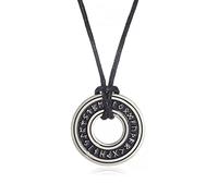 SIPURIS Collana di rune vichinghe norvegesi per uomini e donne Talismano runico del Futhark Collana con ciondolo a cerchio in acciaio inox Catena norrena Gioielli in pelle Regali vichinghi