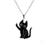 SIPURIS Divertente collana con ciondolo a forma di gatto nero, regalo alla moda e accessorio accattivante per gli appassionati di moda e gli amanti degli animali domestici, perfetto gioiello