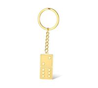 SIPURIS Domino - Portachiavi con ciondoli a forma di carte di gioco, mini ciondolo per donne e uomini, Oro, 1.1*0.51in
