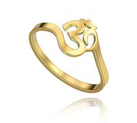 SIPURIS Fiore di loto Om Ohm Aum Simbolo Anello Yoga Regolabile Anelli Aperti Anelli di Promessa Fiore della Vita Filigrana Anello dito Anello Spirituale Gioielli Regali per Donne Uomini, Acciaio