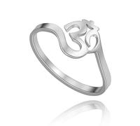 SIPURIS Fiore di loto Om Ohm Aum Simbolo Anello Yoga Regolabile Anelli Aperti Anelli Promessa Fiore della Vita Filigrana Band Finger Ring Gioielli Spirituali Regali per Donne Uomini