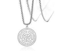 SIPURIS Hecate Collana con ciondolo a forma di ruota di Ecate acciaio inossidabile simbolo della dea della stregoneria magia wiccana, gioielli pagani, regali per uomini e donne
