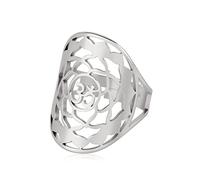 SIPURIS Lotus Flower Om Ohm Aum Symbol Yoga Ring Anelli aperti regolabili Promessa Flower of Life Filigree Band Anello da dito Gioielli spirituali Regali per donne uomini