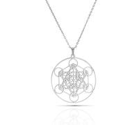 SIPURIS Metatron - Collana a forma di cubo per uomo e donna, con ciondolo a forma di angelo, per uomo, in acciaio inossidabile, geometria scavata e ciondolo con amuleto