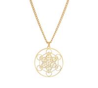 SIPURIS Metatron - Collana a forma di cubo per uomo e donna, con ciondolo a forma di angelo, per uomo, in acciaio inossidabile, geometria scavata e ciondolo con amuleto