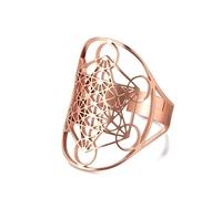 SIPURIS Metatron Cube Ring per uomo donna Magic Men Arcangelo regolabile Anello con sigillo in acciaio inossidabile Geometria sacra Protezione esagramma Anello Amuleto Anello di dichiarazione Band