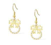 SIPURIS Orecchini a fiocco delicato ciondolo a fiocco per le donne orecchini carini fascino gioielli alla moda per dolce regalo, 0.59×0.75in, Acciaio inossidabile, Nessuna pietra preziosa