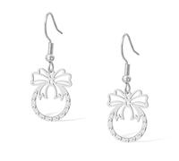 SIPURIS Orecchini a fiocco delicato ciondolo a fiocco per le donne orecchini carini fascino gioielli alla moda per dolce regalo, 0.59×0.75in, Acciaio inossidabile, Nessuna pietra preziosa