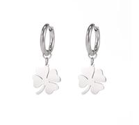 SIPURIS Orecchini portafortuna a forma di quadrifoglio irlandese a forma di trifoglio portafortuna, amuleto di protezione, gioielli per donne e adolescenti, One Size, Acciaio inossidabile, Nessuna