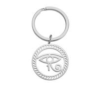 SIPURIS Portachiavi occhio di Horus per uomo donna ciondolo malocchio antico egiziano amuleto protettivo gioielli donna uomo regalo, Argento, Medium