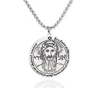 SIPURIS Primo Pentacolo di Venere Collana da Uomo Chiave di Salomone Protezione Talismano per Potere Acciaio Inox Giove Salomone Amuleto Gioielli Regalo