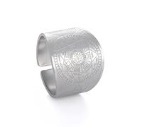 SIPURIS Sigilli dei sette arcangeli anelli da uomo Anello regolabile del sigillo di Salomone con amuleto cabala in acciaio inox anello di dichiarazione gioielli per uomini donne, 7 UK