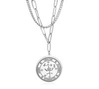 SIPURIS Sigillo dell'Arcangelo Saday Athanatos Sabaoth Collana Antico Re San 7° Arcangelo Ciondolo Collana Medaglione Talismano Protezione Amuleto Gioielli per Uomo Donna