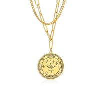 SIPURIS Sigillo dell'Arcangelo Saday Athanatos Sabaoth Collana Antico Re San 7° Arcangelo Ciondolo Collana Medaglione Talismano Protezione Amuleto Gioielli per Uomo Donna