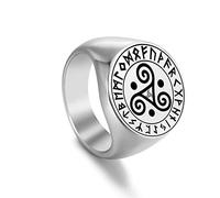 SIPURIS Triskelion, anello celtico, triskelion, anello a spirale con nodo celtico, in acciaio inox, per uomo, 9, Acciaio inossidabile, Nessuna pietra preziosa