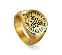 SIPURIS Triskelion, anello celtico, triskelion, anello a spirale con nodo celtico, in acciaio inox, per uomo, 9, Acciaio inossidabile, Nessuna pietra preziosa