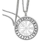 SIPURIS Viking Vegvisir - Collana da uomo con rune celtiche e vichinghe, acciaio inossidabile, amuleto intagliato, gioielli pagani, regalo per uomini e donne
