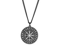 SIPURIS Viking Vegvisir - Collana da uomo con rune celtiche e vichinghe, bussola di Odino, amuleto, gioielli pagani