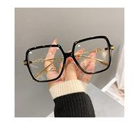 siqiwl Occhiali da Lettura, Eyewear Quadrato di Grandi Dimensioni, Luce Anti-Blu, Occhiali in Metallo retrò for Donne, Occhiali da Vista del Computer (Color : +1, Size : Black)