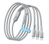 SIQIWO Cavo Caricatore Multi USB C 3 in 1, 2×100W+10W Splitter Ricarica Rapida, Cavo USB C a C Intrecciato 4ft, Cavo PD Carica Rapida per iPhone 16/15 Serie, Samsung Galaxy, MacBook Pro/Air, iPad etc