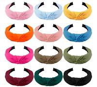 SIQUK 12 Pezzi Cerchietti per Capelli con Nodo Colorati Fasce Capelli Nodo Cerchietti per Donna Ragazze, 12 Colori