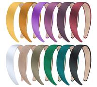 SIQUK 12 Pezzi Fasce Capelli in Raso 3cm Cerchietti Antiscivolo Nastro Cerchietti Capelli per Donna e Ragazze, 12 Colori