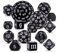 SIQUK 15 Pezzi Poliedrici Dadi D3-D100 Dadi da Gioco Dadi D&D per Dungeons Dragons RPG MTG, Nero e Bianco